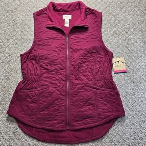 Burgundy Quilted Fleece Lined Vest Full Zip Pockets NWT medium Mountain